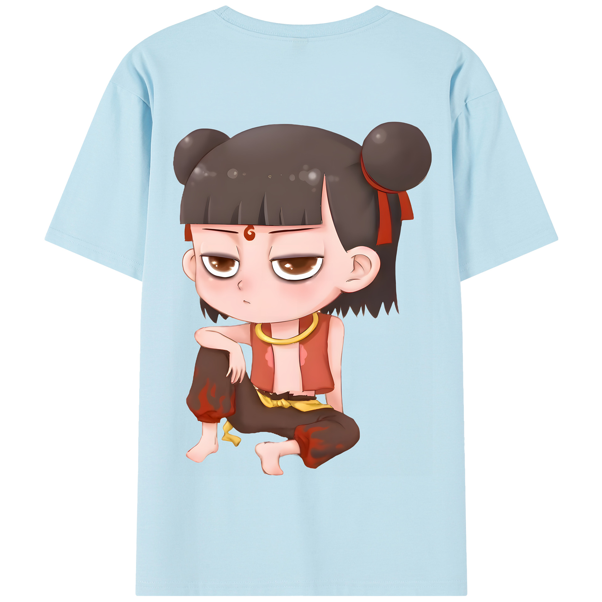 （画像用） Ne Zha 2 ナタ 魔童の大暴れ 綿100％半袖Tシャツ（背面プリント）